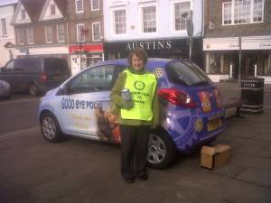 Thame Rotarians and the Poliomobil at the Thame Town Hall
